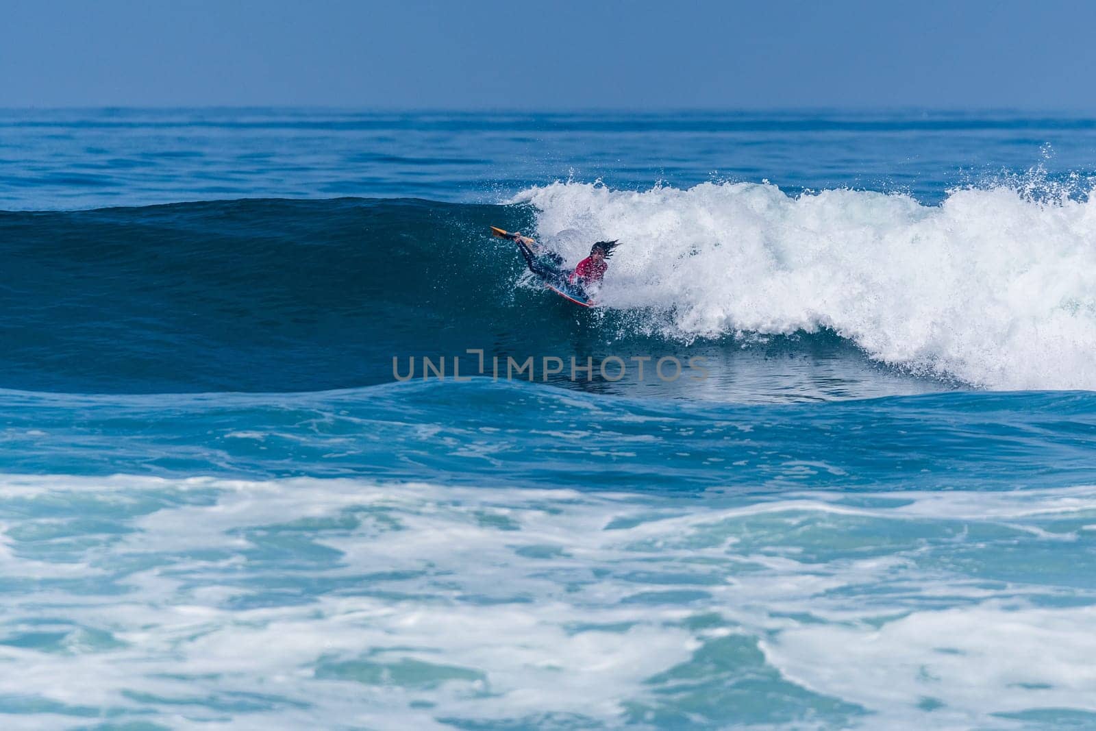 VIANA DO CASTELO, PORTUGAL - SEPTEMBER 22, 2016: Mathias Dias (CHI) during  the Viana World Bodyboard Championship 2016.