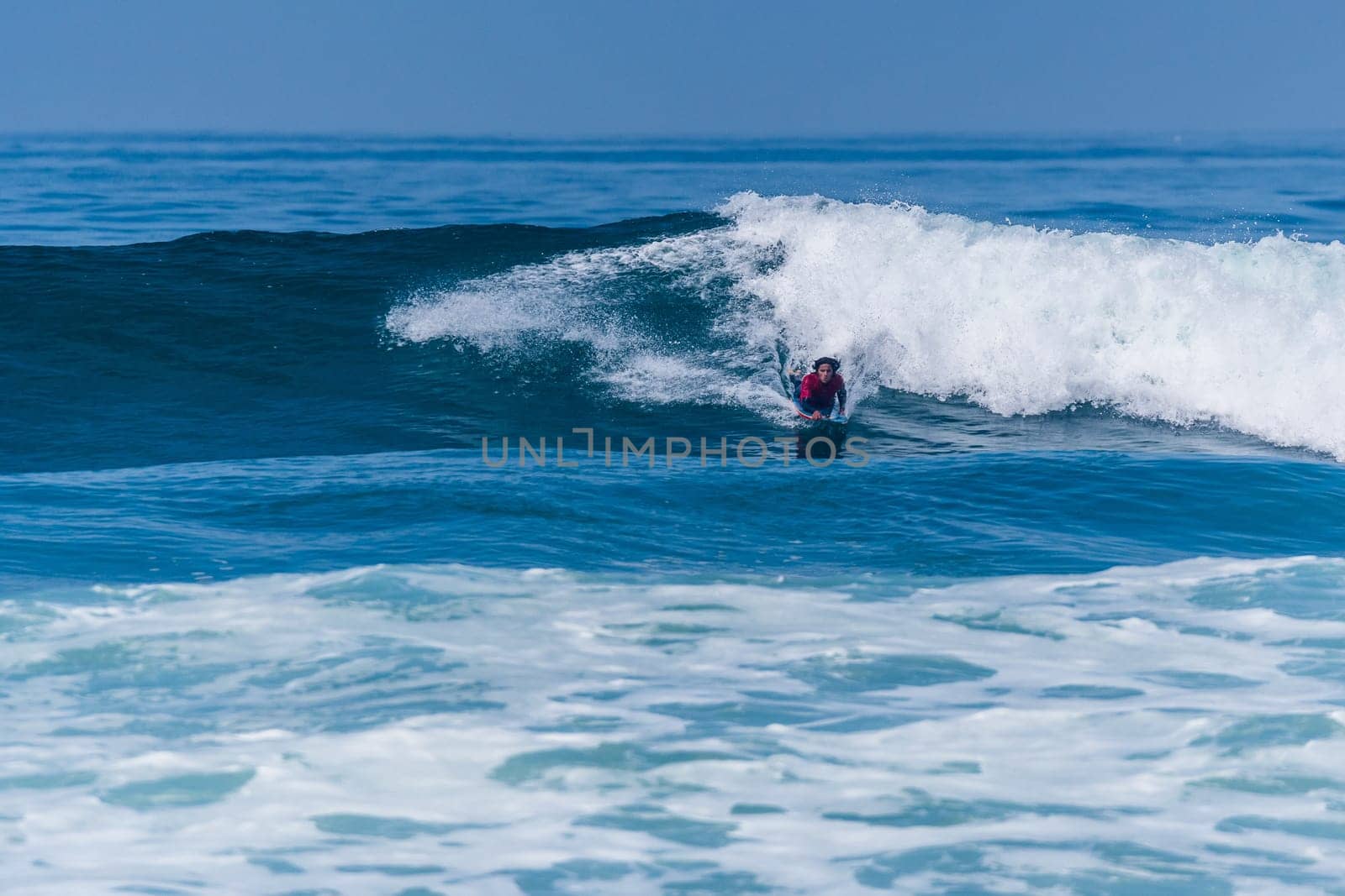 VIANA DO CASTELO, PORTUGAL - SEPTEMBER 22, 2016: Mathias Dias (CHI) during  the Viana World Bodyboard Championship 2016.
