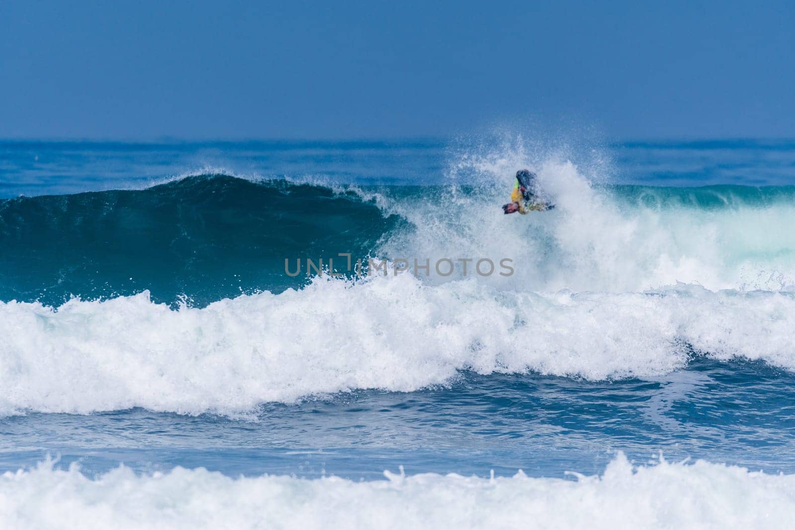 VIANA DO CASTELO, PORTUGAL - SEPTEMBER 22, 2016: Alex Uranga (EUS) during  the Viana World Bodyboard Championship 2016.