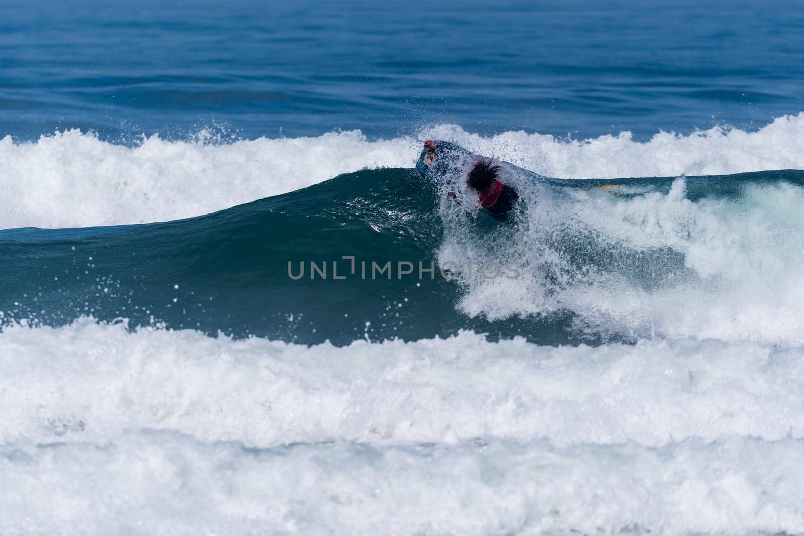 VIANA DO CASTELO, PORTUGAL - SEPTEMBER 22, 2016: Mathias Dias (CHI) during  the Viana World Bodyboard Championship 2016.