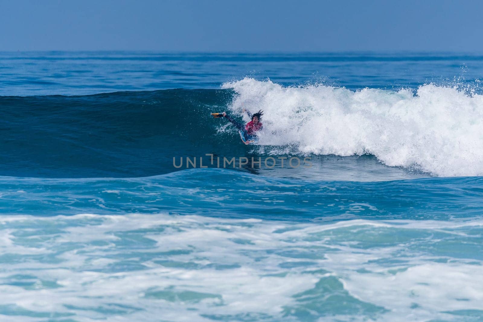 VIANA DO CASTELO, PORTUGAL - SEPTEMBER 22, 2016: Mathias Dias (CHI) during  the Viana World Bodyboard Championship 2016.