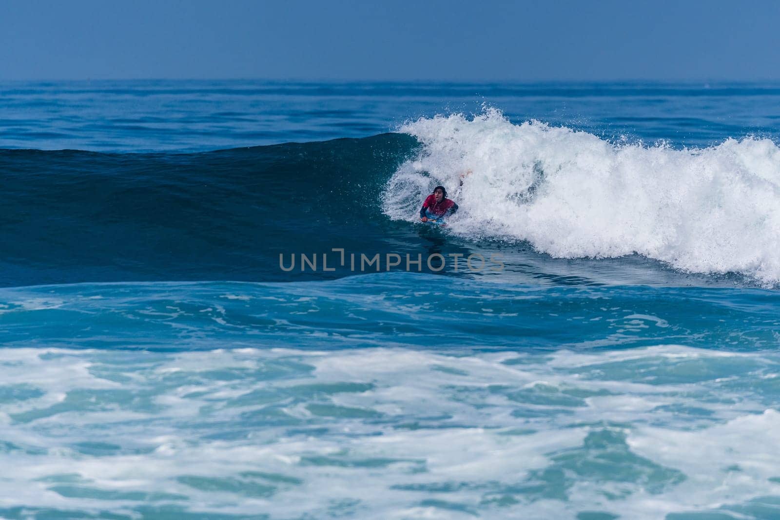 VIANA DO CASTELO, PORTUGAL - SEPTEMBER 22, 2016: Mathias Dias (CHI) during  the Viana World Bodyboard Championship 2016.
