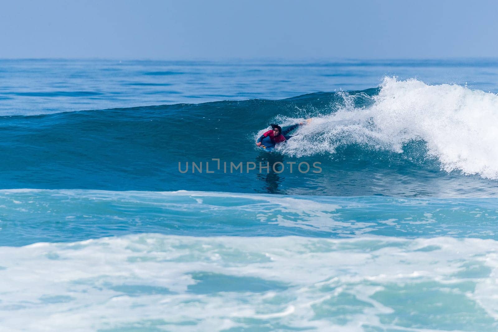 VIANA DO CASTELO, PORTUGAL - SEPTEMBER 22, 2016: Mathias Dias (CHI) during  the Viana World Bodyboard Championship 2016.