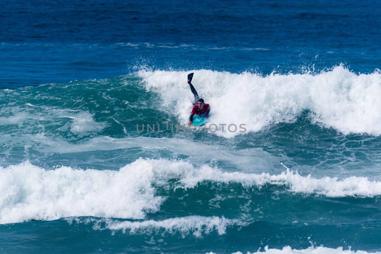 VIANA DO CASTELO, PORTUGAL - SEPTEMBER 22, 2016: Dave Hubbard (HAW) during  the Viana World Bodyboard Championship 2016.