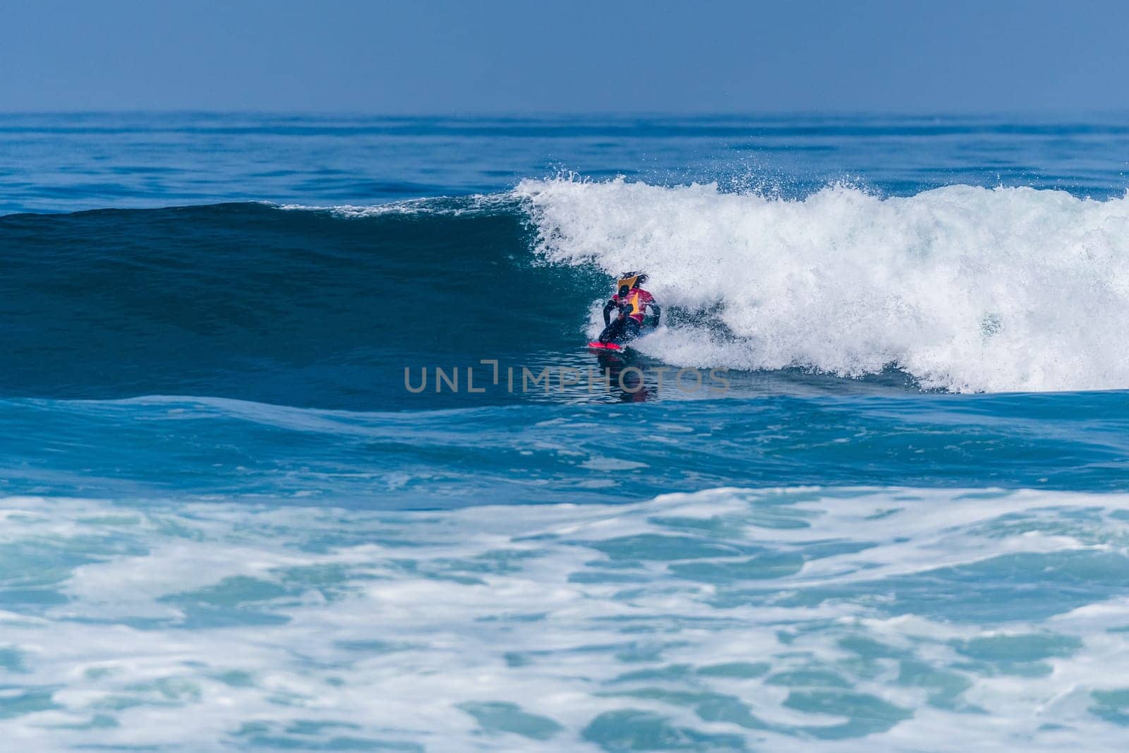 VIANA DO CASTELO, PORTUGAL - SEPTEMBER 22, 2016: Mathias Dias (CHI) during  the Viana World Bodyboard Championship 2016.