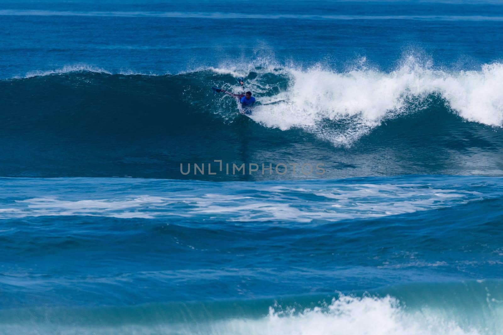 VIANA DO CASTELO, PORTUGAL - SEPTEMBER 22, 2016: Socrates Santana (BRA) during  the Viana World Bodyboard Championship 2016.