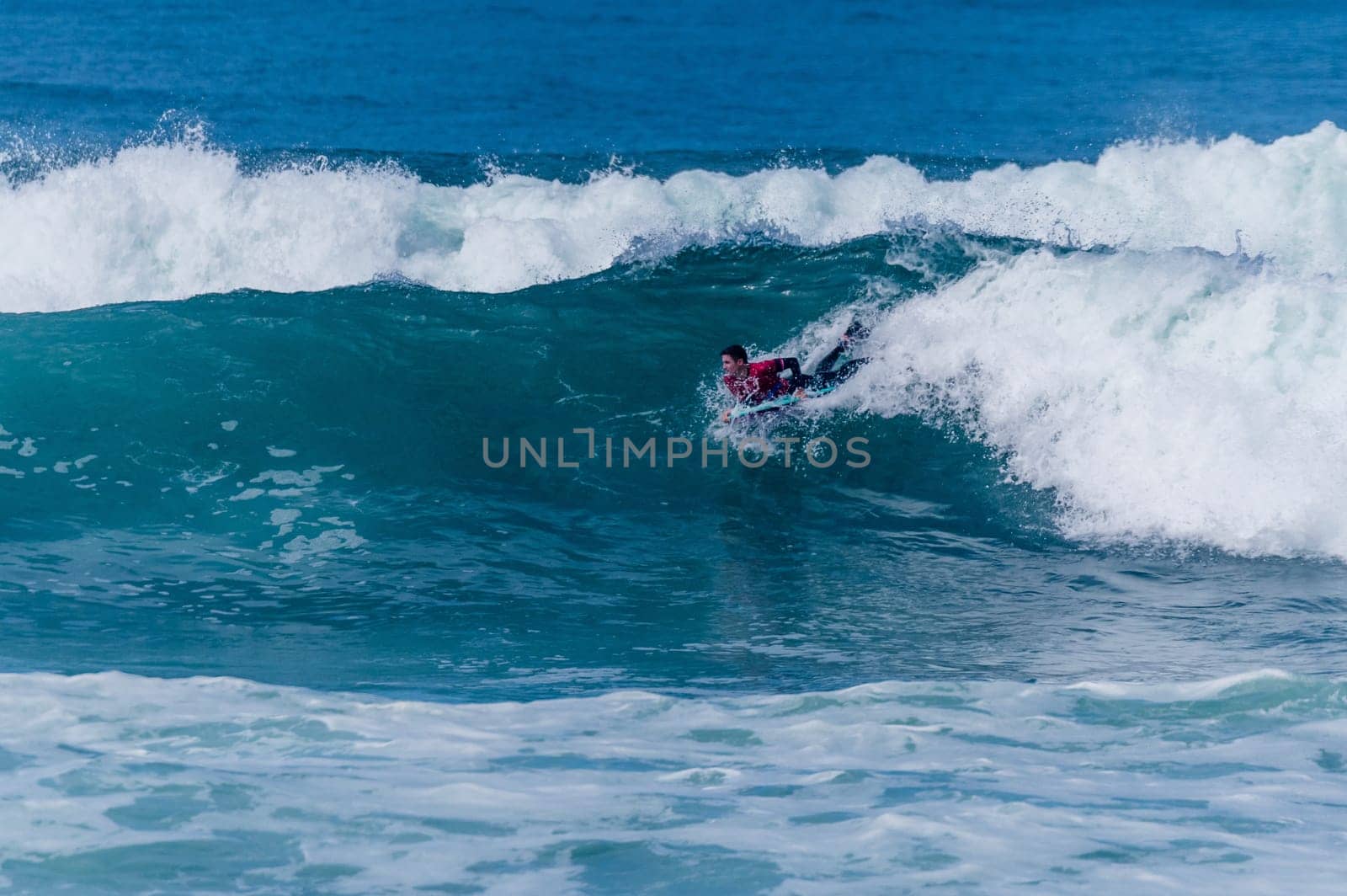 VIANA DO CASTELO, PORTUGAL - SEPTEMBER 22, 2016: Dave Hubbard (HAW) during  the Viana World Bodyboard Championship 2016.