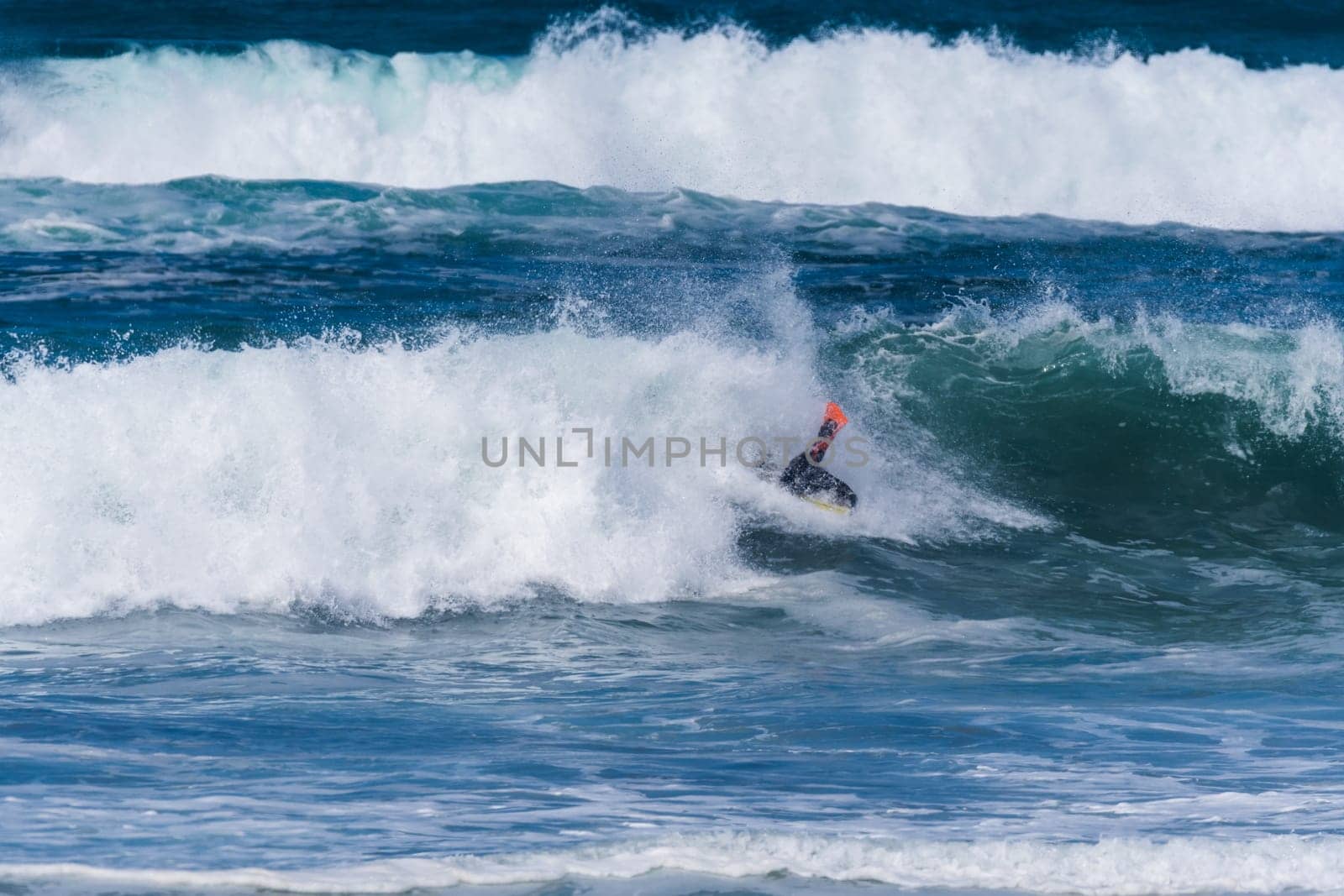 VIANA DO CASTELO, PORTUGAL - SEPTEMBER 22, 2016: Roberto Bruno (BRA) during  the Viana World Bodyboard Championship 2016.