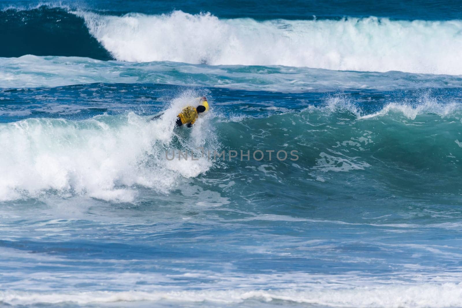 VIANA DO CASTELO, PORTUGAL - SEPTEMBER 22, 2016: Roberto Bruno (BRA) during  the Viana World Bodyboard Championship 2016.