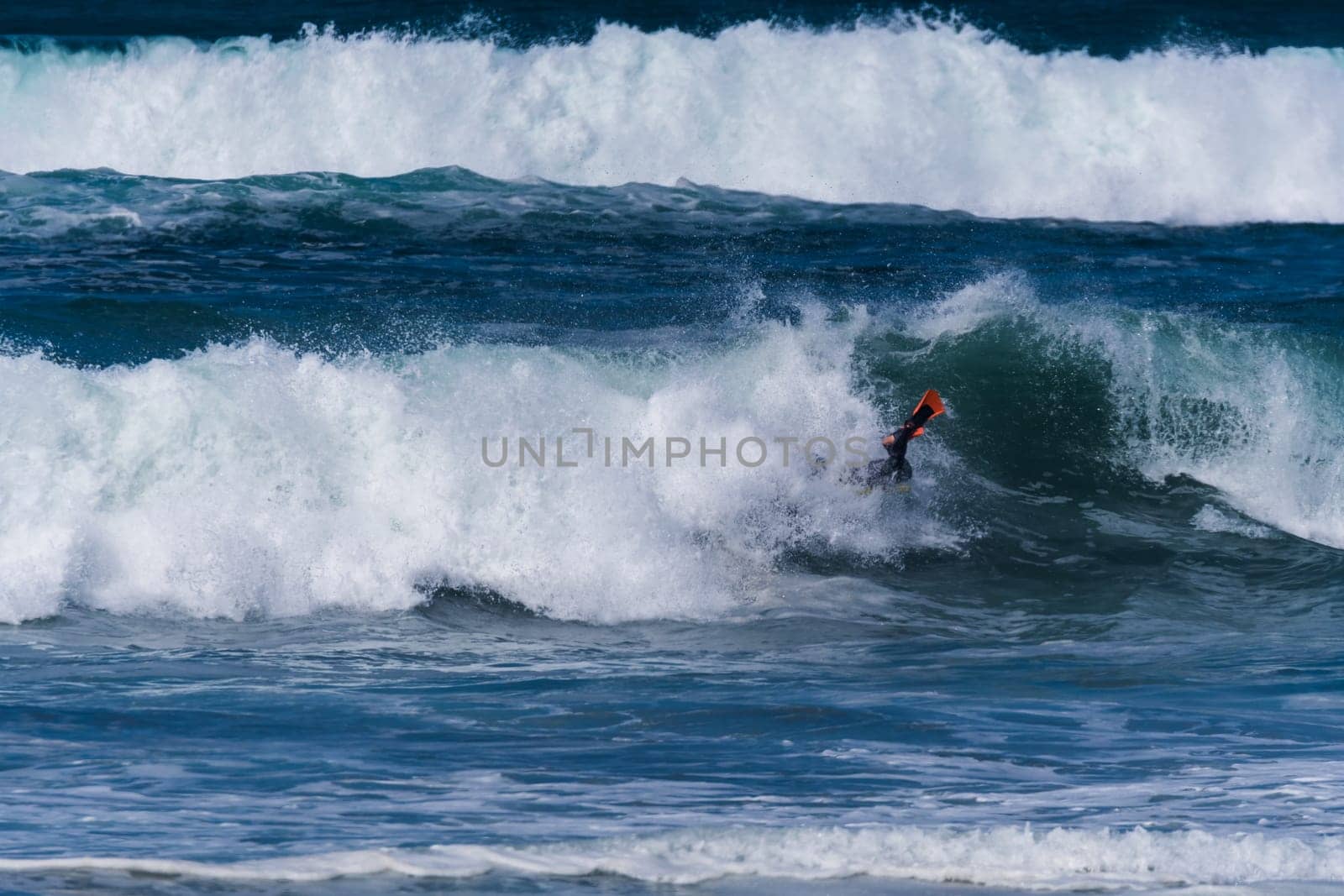 VIANA DO CASTELO, PORTUGAL - SEPTEMBER 22, 2016: Roberto Bruno (BRA) during  the Viana World Bodyboard Championship 2016.