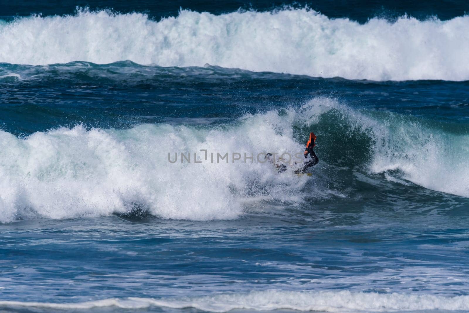 VIANA DO CASTELO, PORTUGAL - SEPTEMBER 22, 2016: Roberto Bruno (BRA) during  the Viana World Bodyboard Championship 2016.