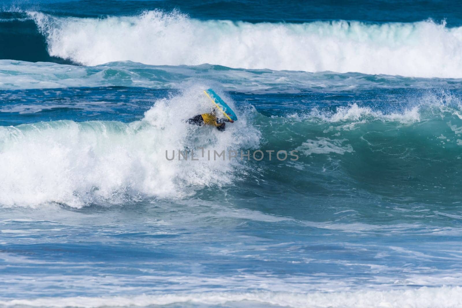 VIANA DO CASTELO, PORTUGAL - SEPTEMBER 22, 2016: Roberto Bruno (BRA) during  the Viana World Bodyboard Championship 2016.