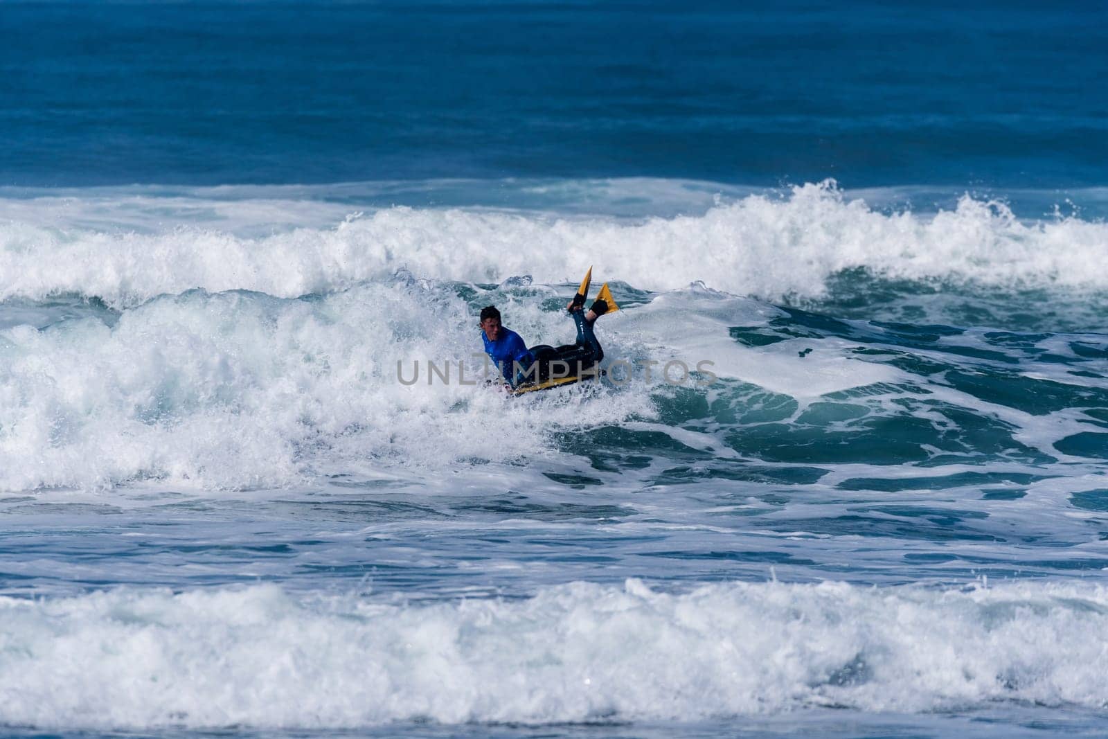 VIANA DO CASTELO, PORTUGAL - SEPTEMBER 22, 2016: Goncalo Pinheiro (POR) during  the Viana World Bodyboard Championship 2016.