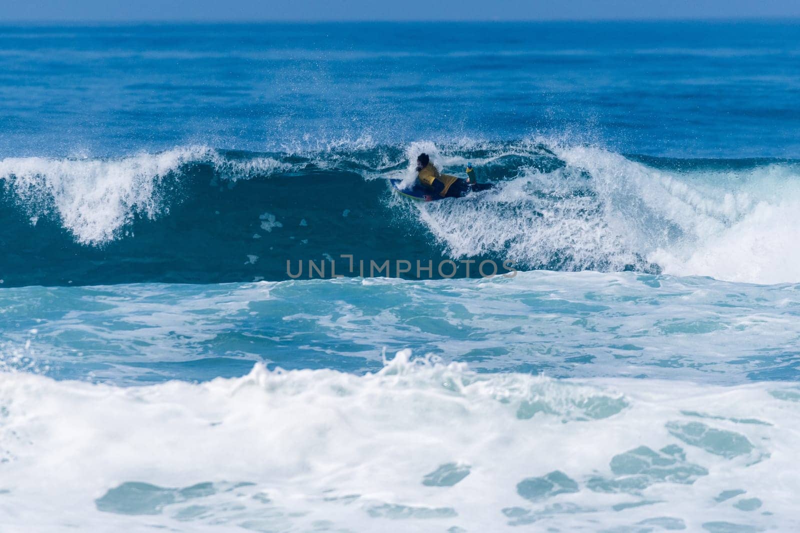 VIANA DO CASTELO, PORTUGAL - SEPTEMBER 22, 2016: Uri Valadao (BRA) during  the Viana World Bodyboard Championship 2016.