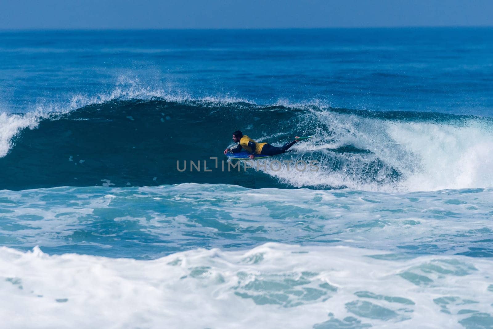 VIANA DO CASTELO, PORTUGAL - SEPTEMBER 22, 2016: Uri Valadao (BRA) during  the Viana World Bodyboard Championship 2016.