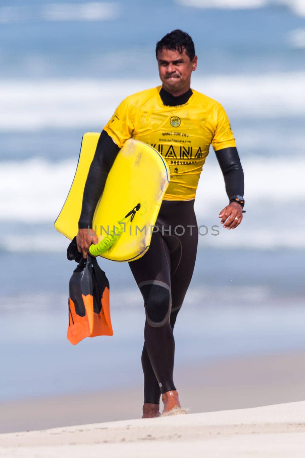 VIANA DO CASTELO, PORTUGAL - SEPTEMBER 22, 2016: Roberto Bruno (BRA) during  the Viana World Bodyboard Championship 2016.