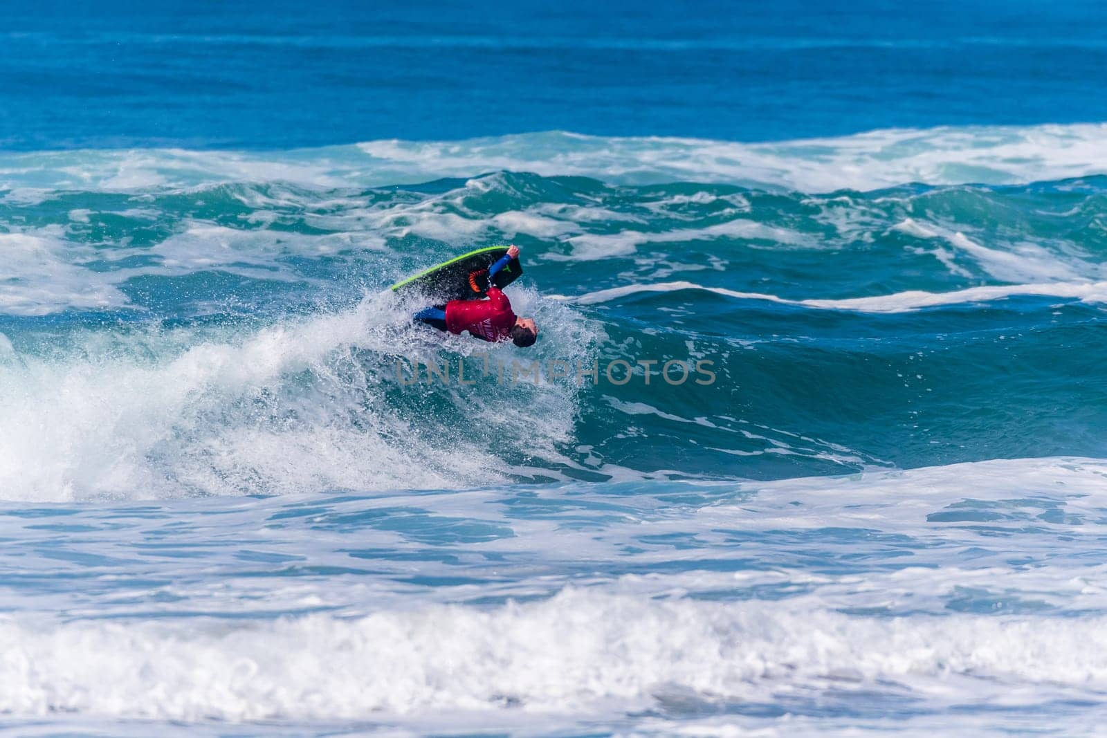 VIANA DO CASTELO, PORTUGAL - SEPTEMBER 22, 2016: Iain Campbell (RSA) during  the Viana World Bodyboard Championship 2016.
