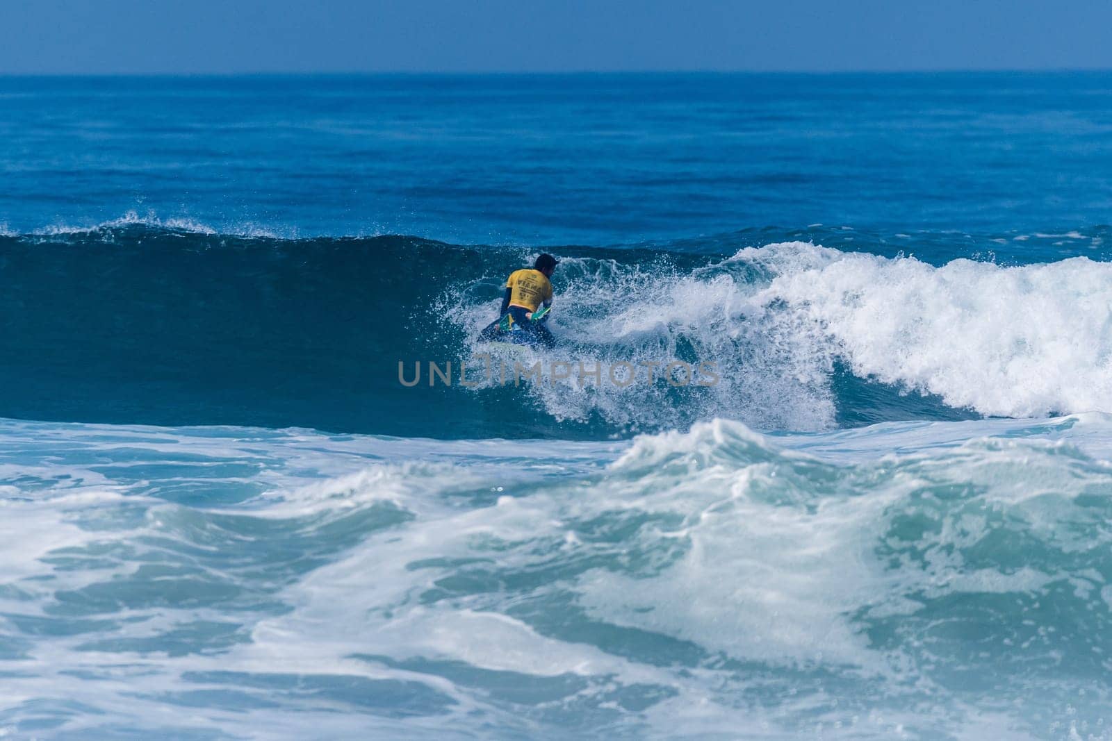 VIANA DO CASTELO, PORTUGAL - SEPTEMBER 22, 2016: Uri Valadao (BRA) during  the Viana World Bodyboard Championship 2016.