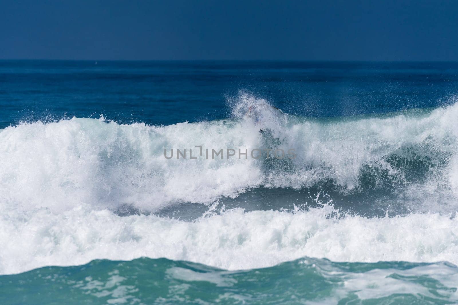 VIANA DO CASTELO, PORTUGAL - SEPTEMBER 22, 2016: Goncalo Pinheiro (POR) during  the Viana World Bodyboard Championship 2016.