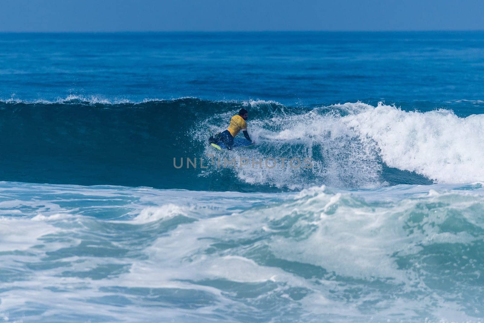 VIANA DO CASTELO, PORTUGAL - SEPTEMBER 22, 2016: Uri Valadao (BRA) during  the Viana World Bodyboard Championship 2016.