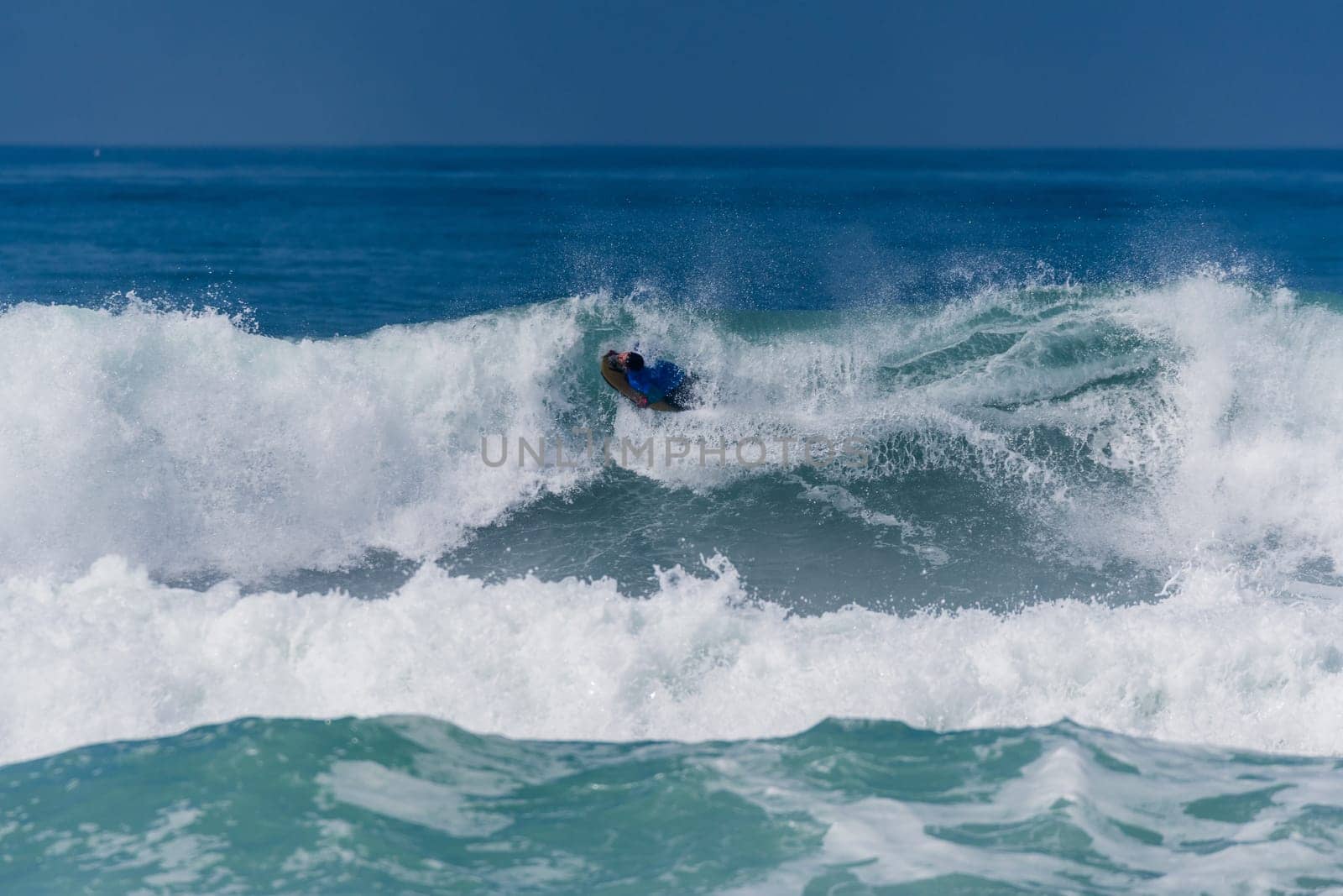 VIANA DO CASTELO, PORTUGAL - SEPTEMBER 22, 2016: Goncalo Pinheiro (POR) during  the Viana World Bodyboard Championship 2016.