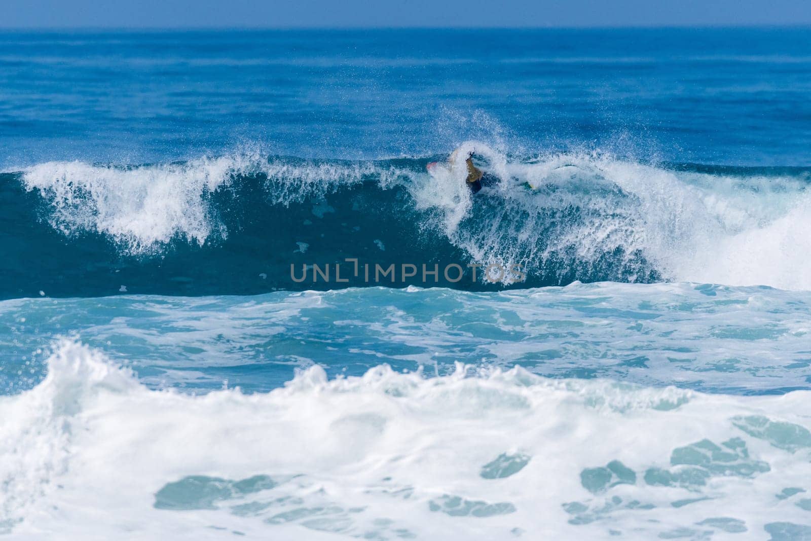 VIANA DO CASTELO, PORTUGAL - SEPTEMBER 22, 2016: Uri Valadao (BRA) during  the Viana World Bodyboard Championship 2016.