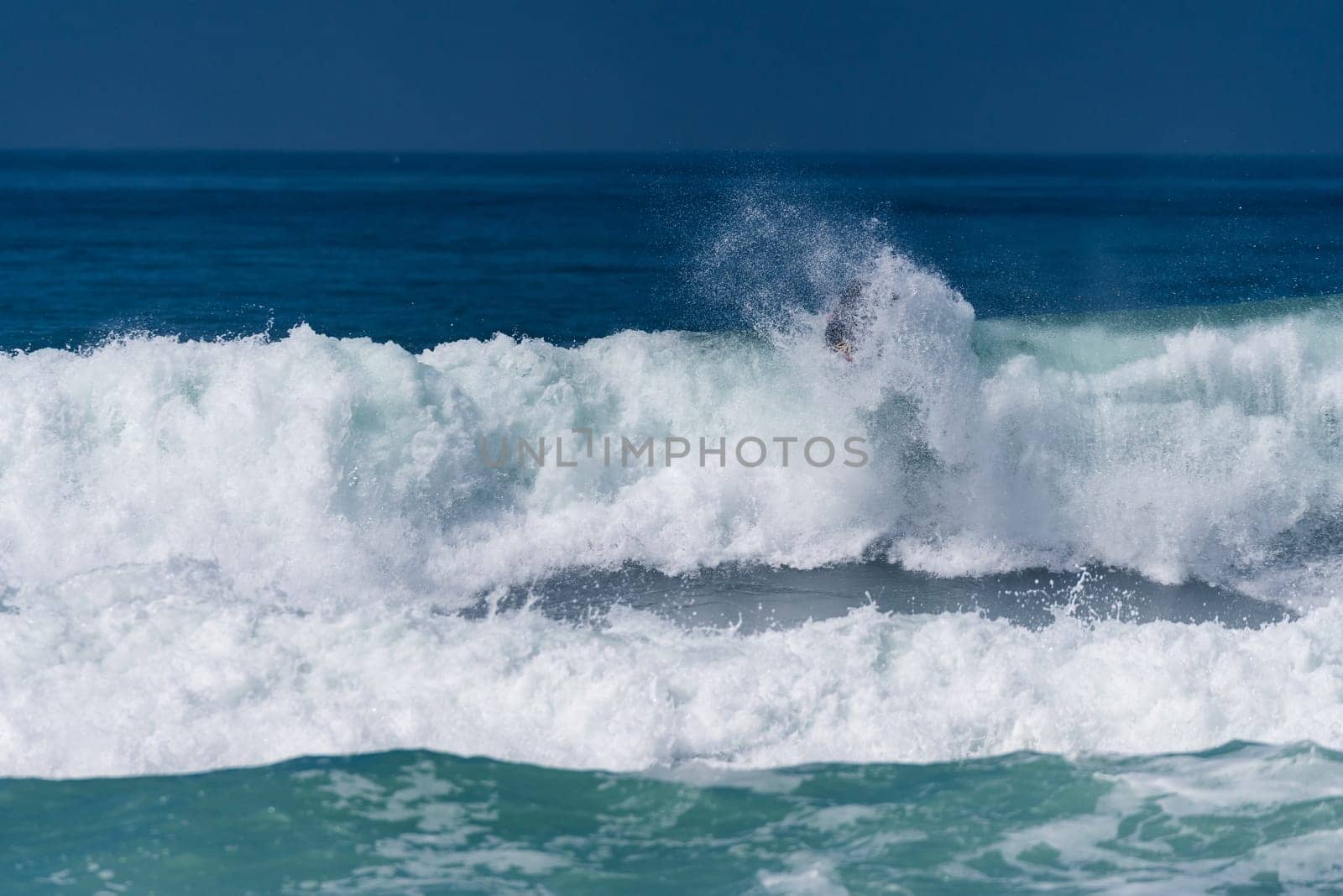 VIANA DO CASTELO, PORTUGAL - SEPTEMBER 22, 2016: Goncalo Pinheiro (POR) during  the Viana World Bodyboard Championship 2016.