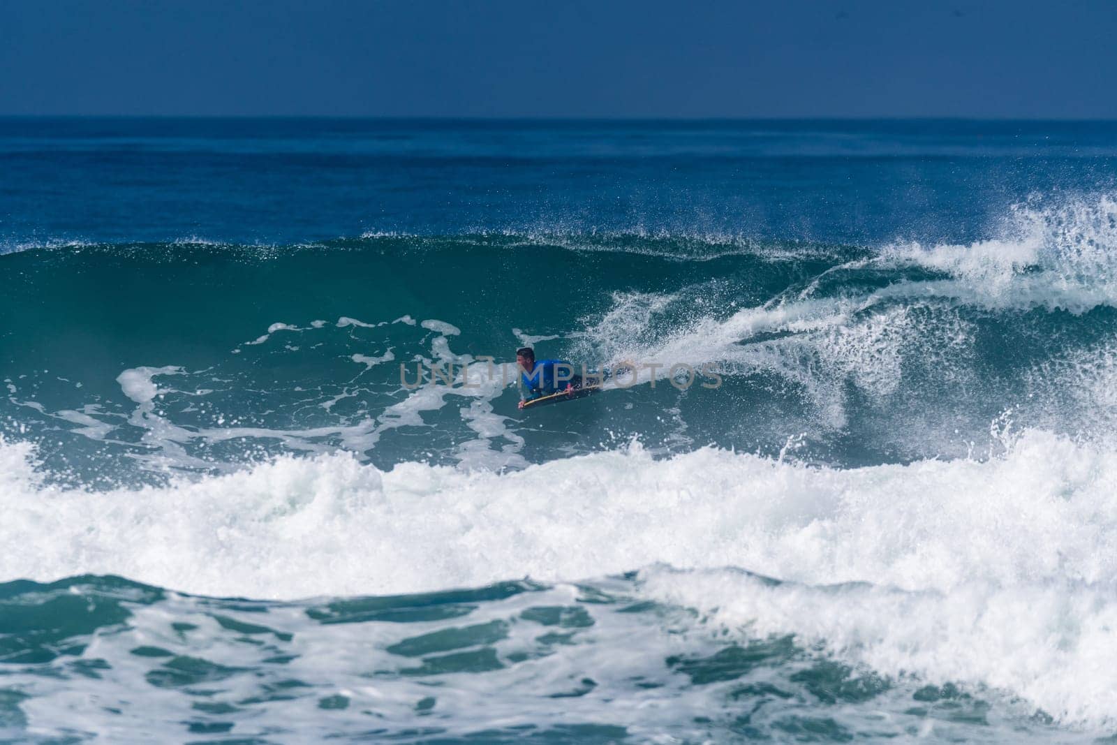 VIANA DO CASTELO, PORTUGAL - SEPTEMBER 22, 2016: Goncalo Pinheiro (POR) during  the Viana World Bodyboard Championship 2016.