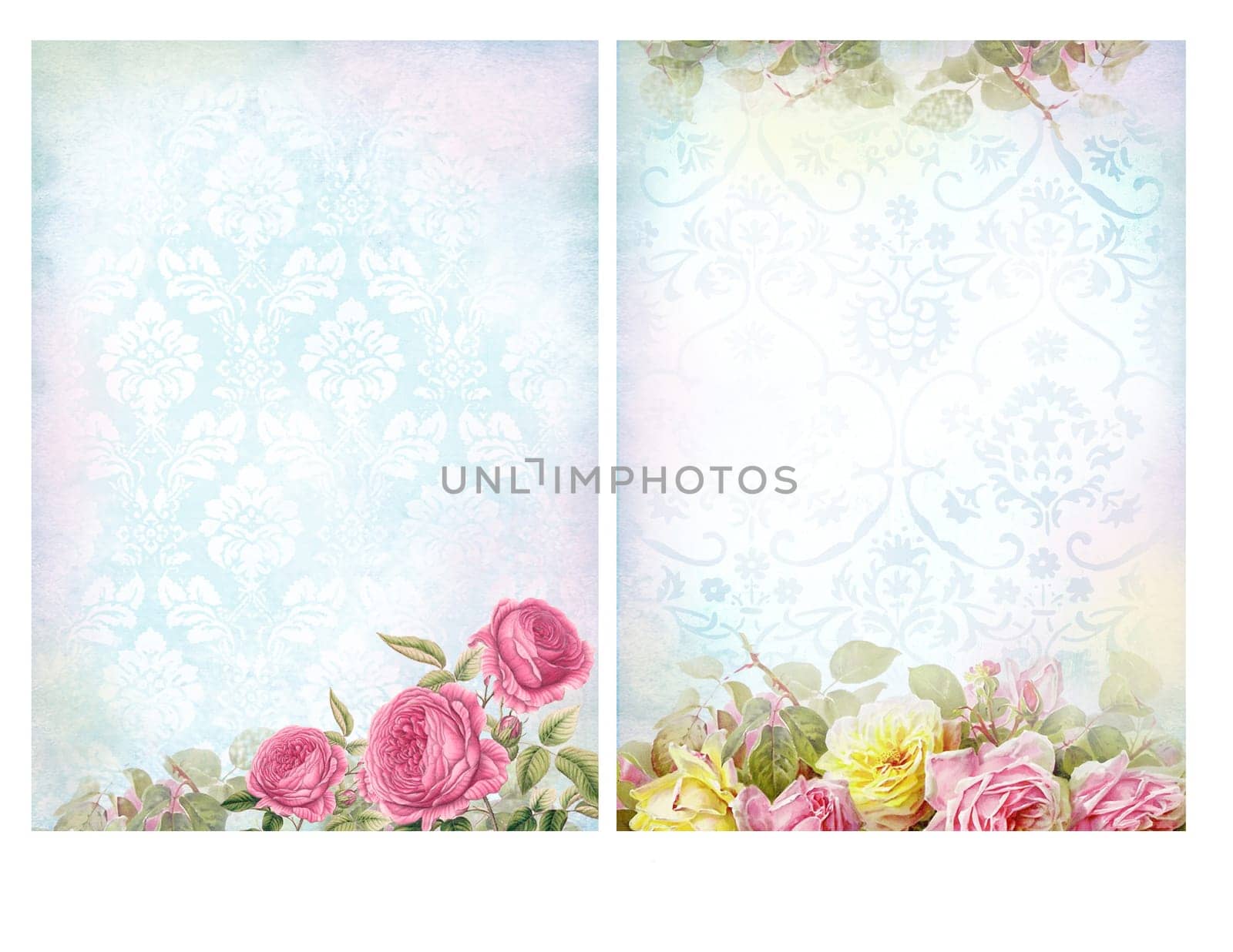 Shabby chic backgrounds with roses. Floral pastel vintage background.