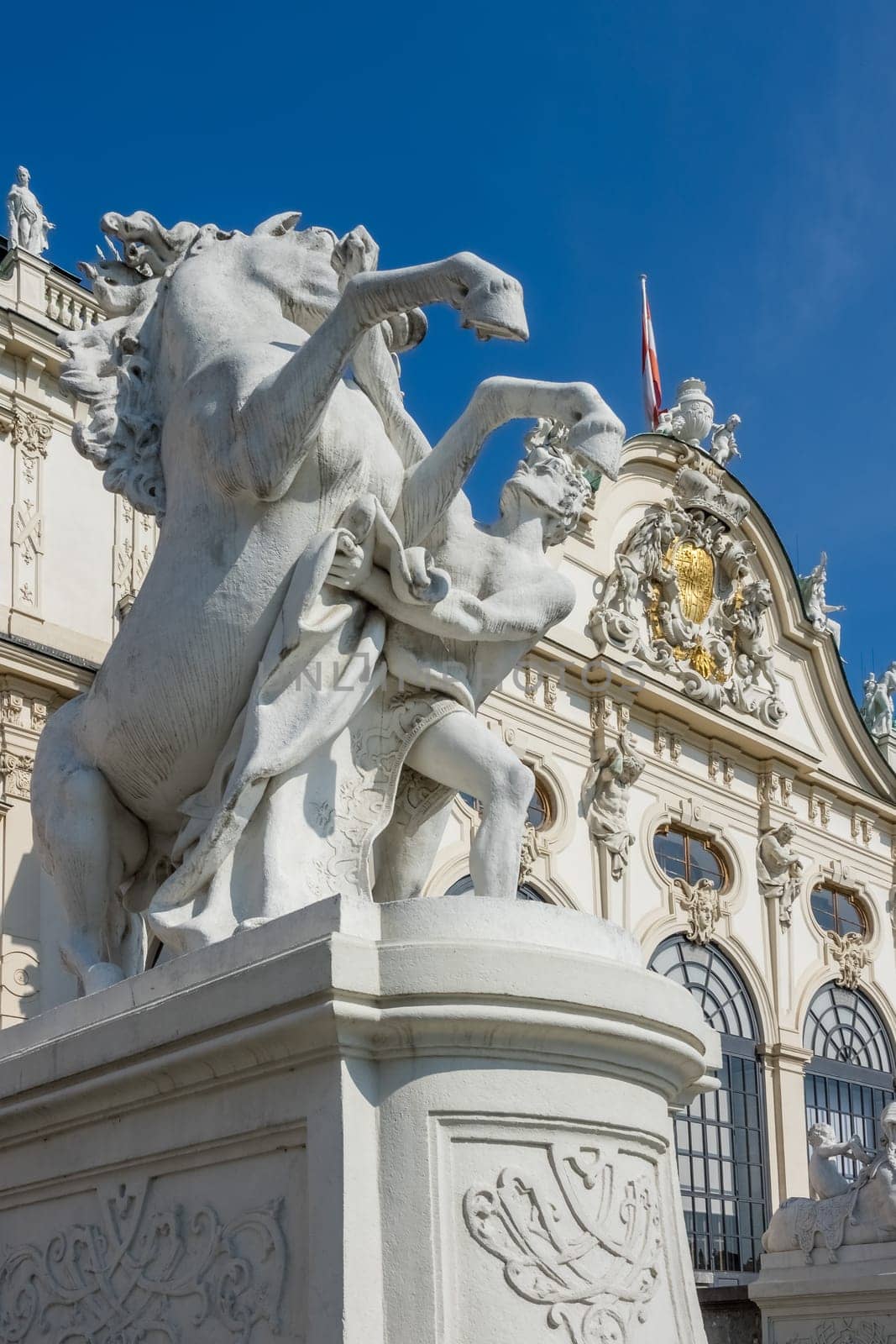 Viennese architecture Historic,statue of a horse in front of the Belvedere