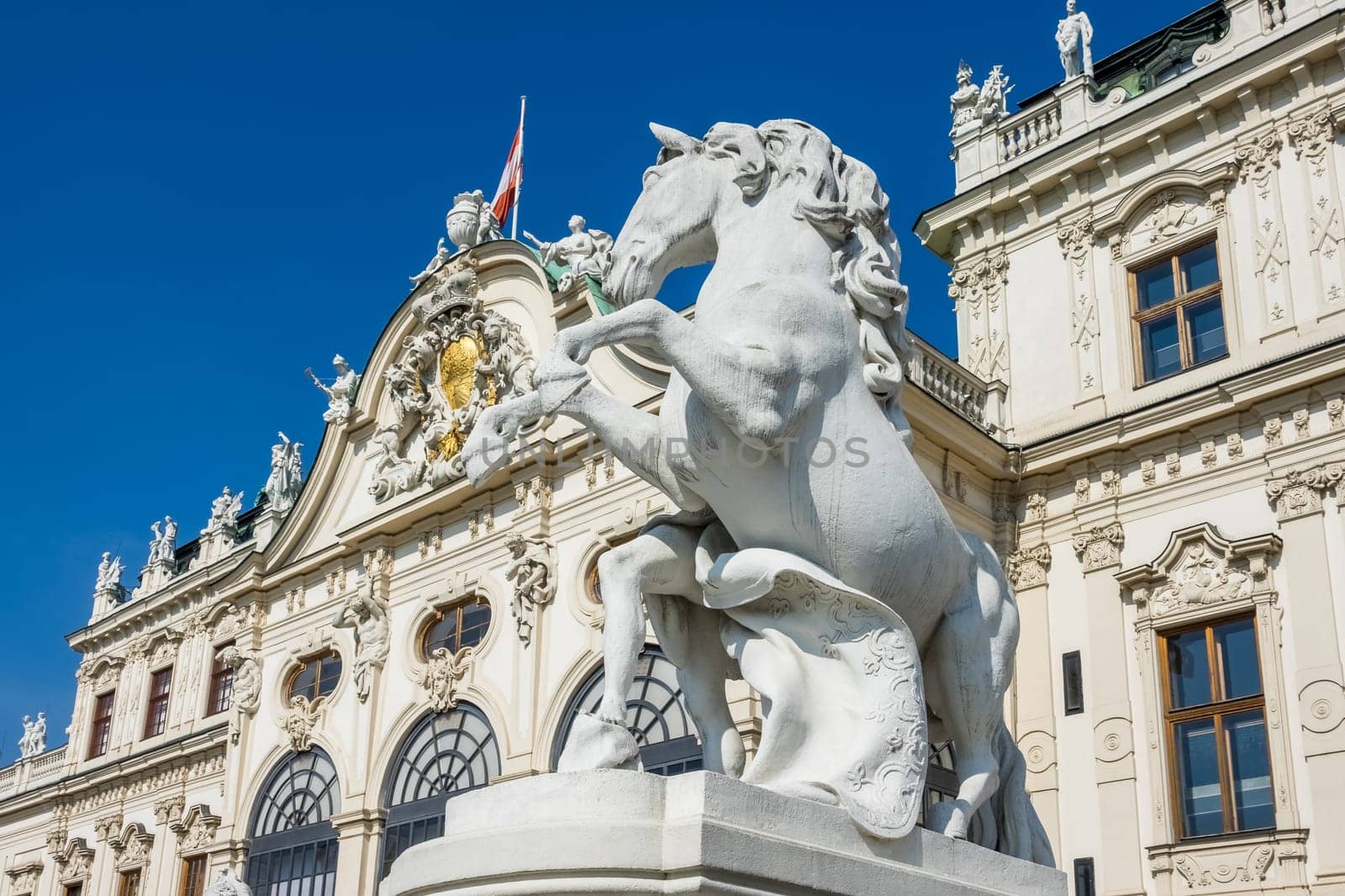 Viennese architecture Historic,statue of a horse in front of the Belvedere