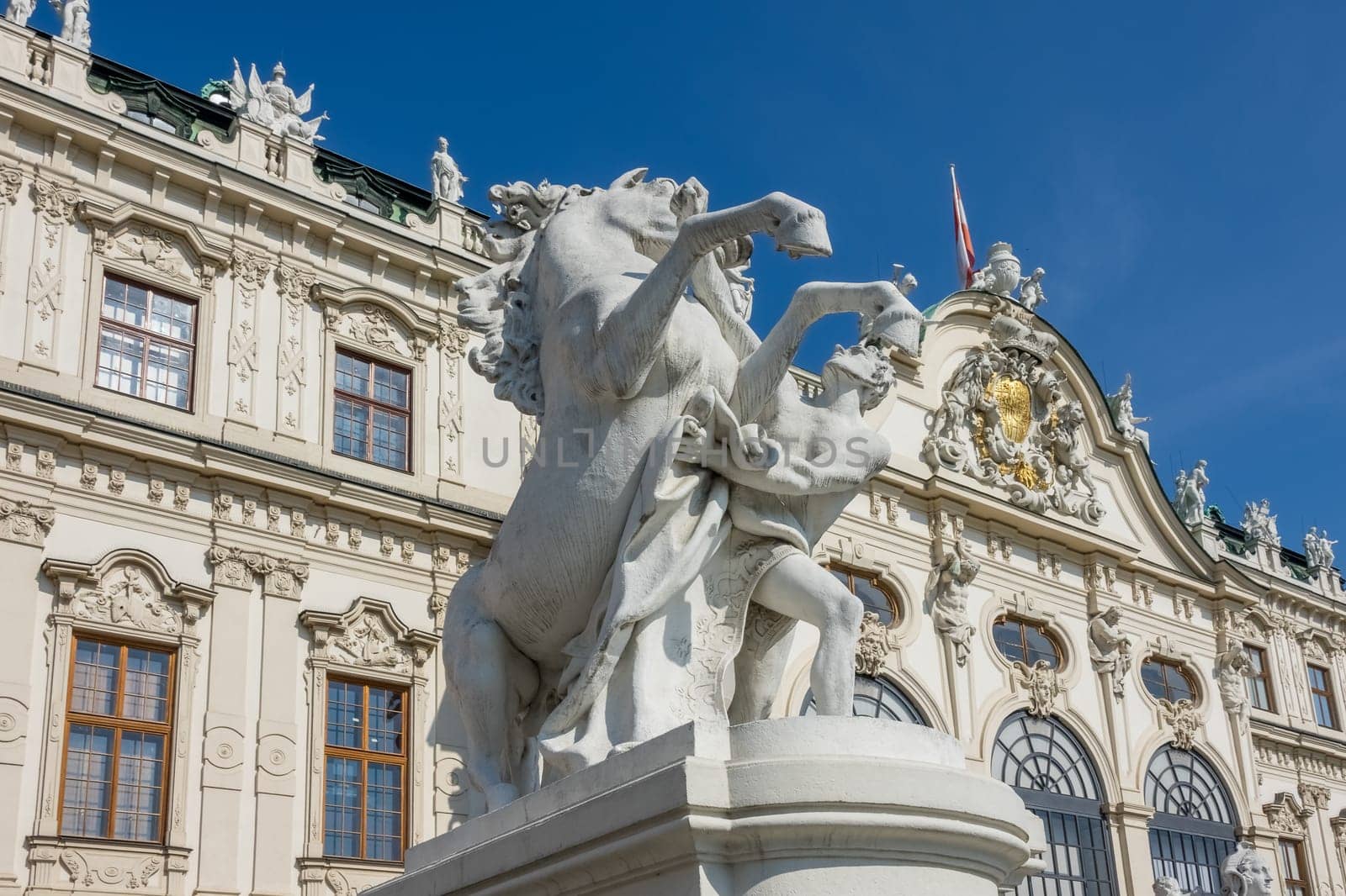 Viennese architecture Historic,statue of a horse in front of the Belvedere