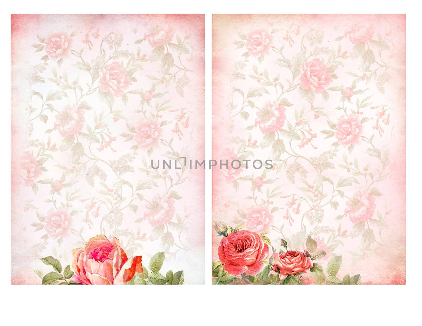 Shabby chic backgrounds with roses - Floral pastel vintage background
