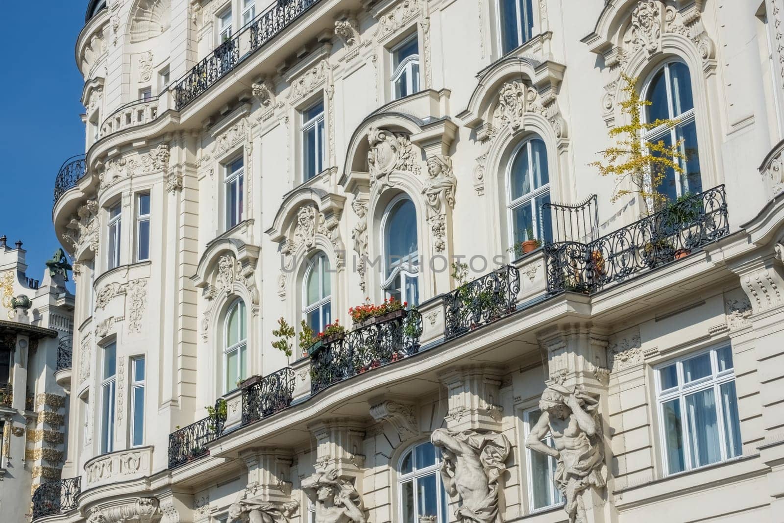 Viennese architecture on the Wienzeile,houses in Art Nouveau by Otto Wagner