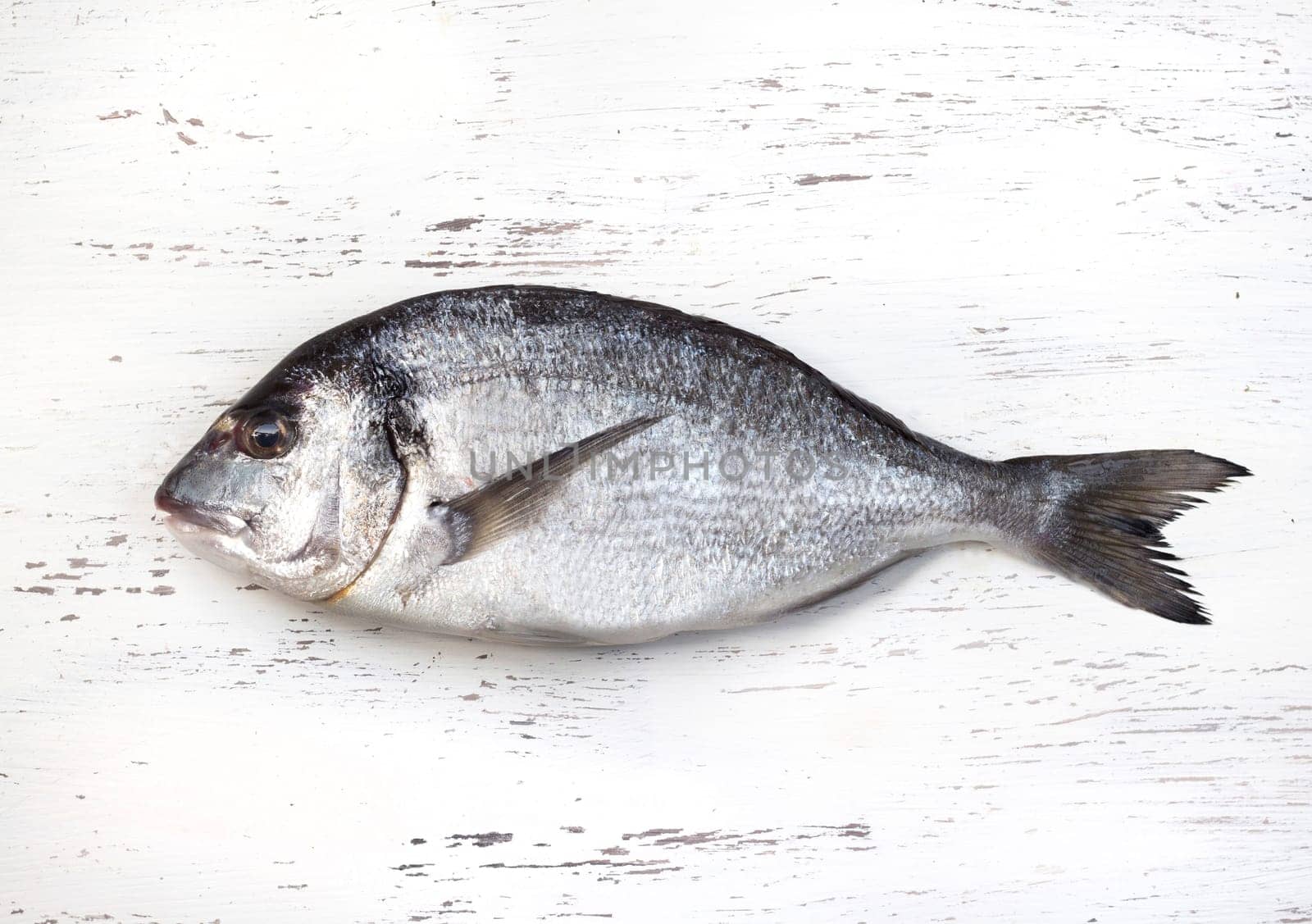 Fresh dorado fish on wooden board