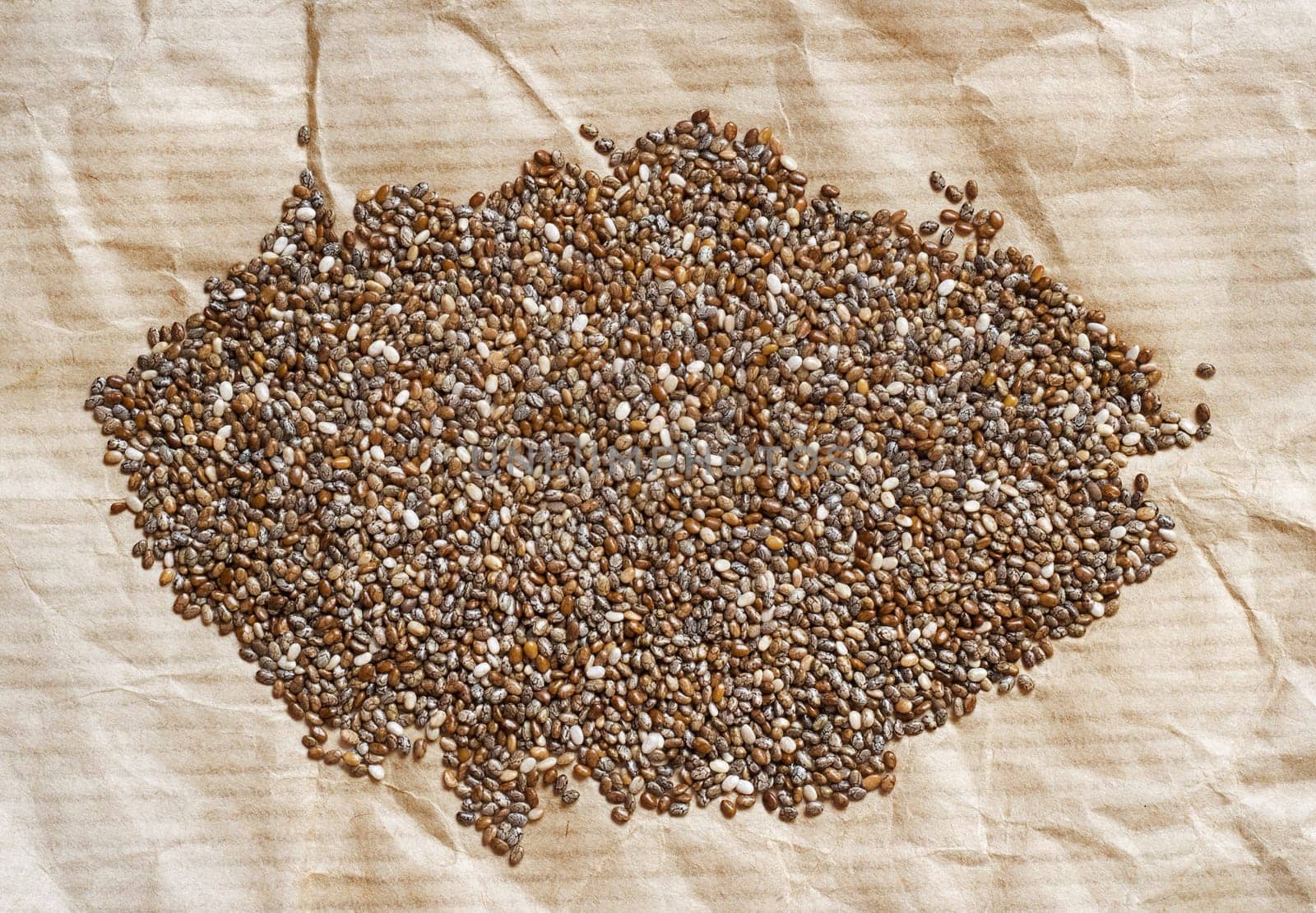 Chia seeds on a craft paper background