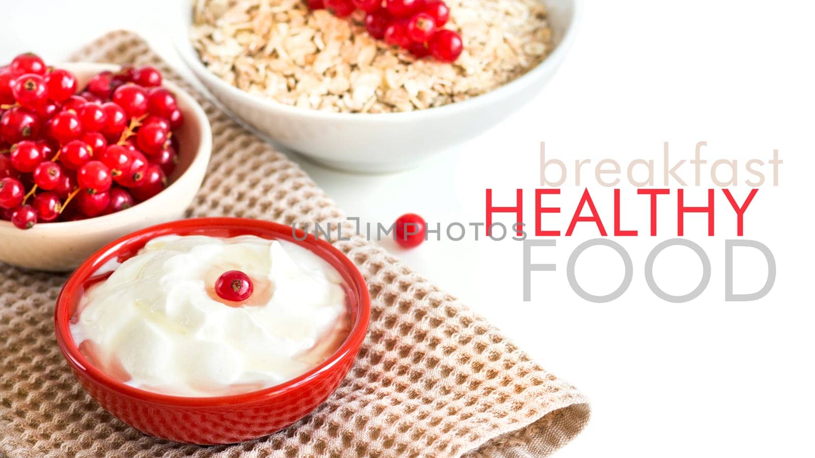 Healthy breackfast - Fresh berries, cereals and naturall yogurt or sour cream