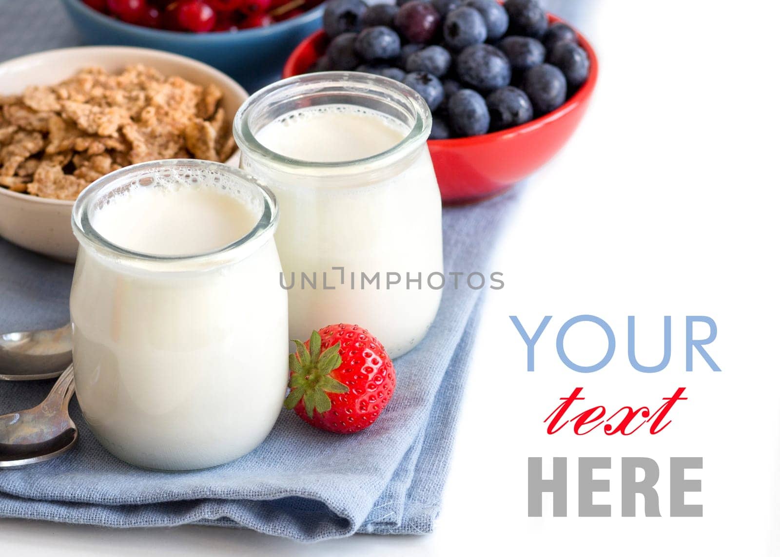 Healthy breakfast with Fresh yogurt, muesli and berries
