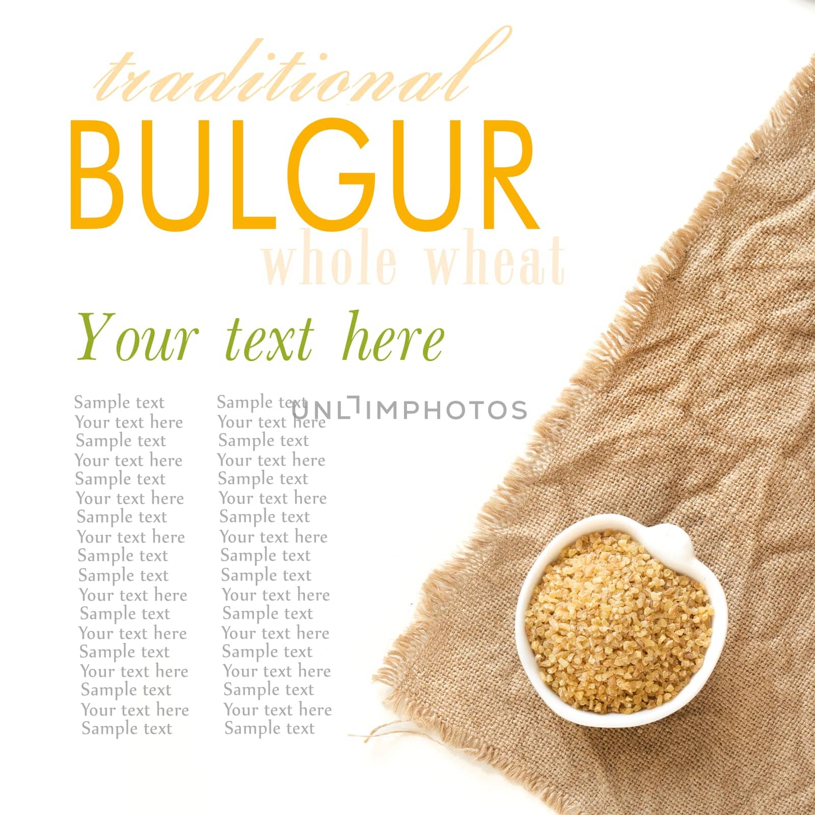 Raw burgur a in a bowl on burlap