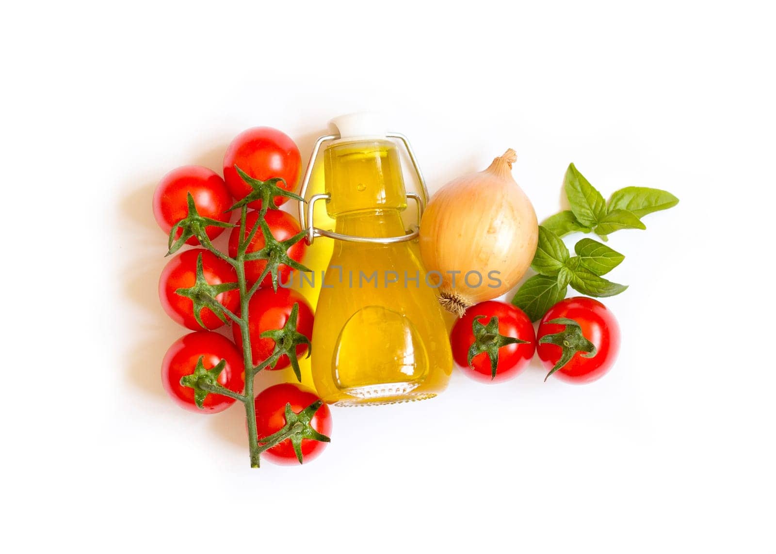 Ingridients for italian tomato sauce isolated on white