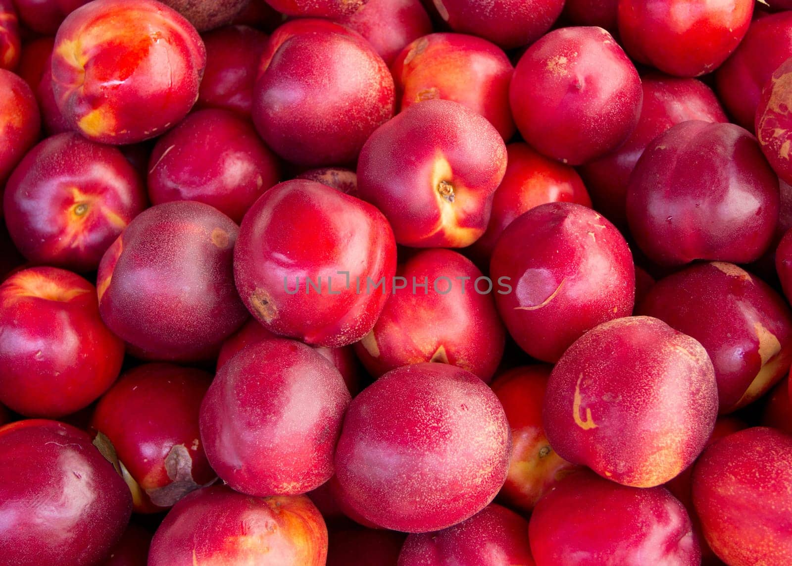 Peaches on a market