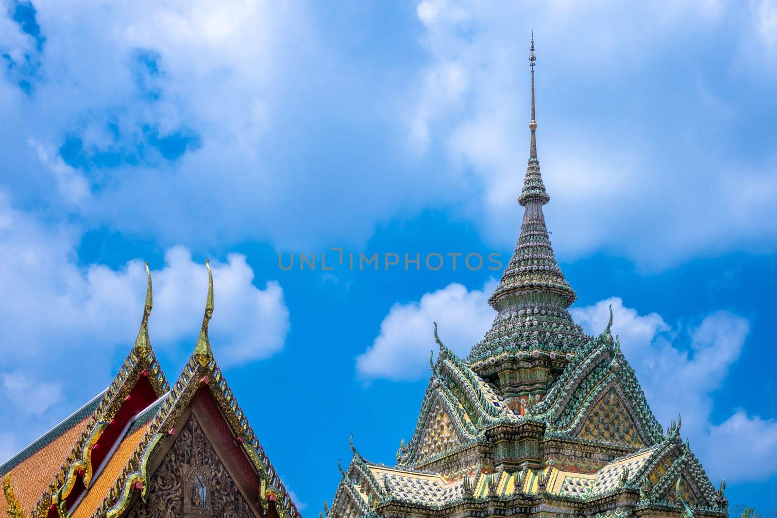 Buddhist architecture Wat Pho in Bangkok,temple as a landmark and destination in Thailand