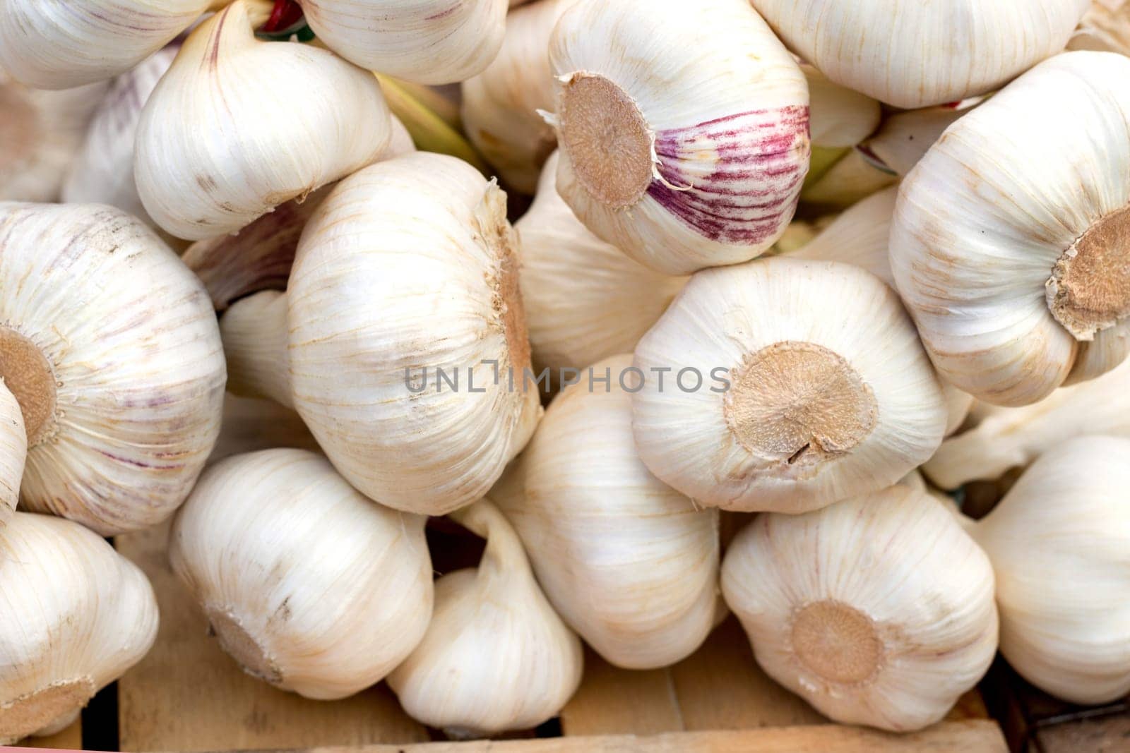 Fresh garlic on a local market