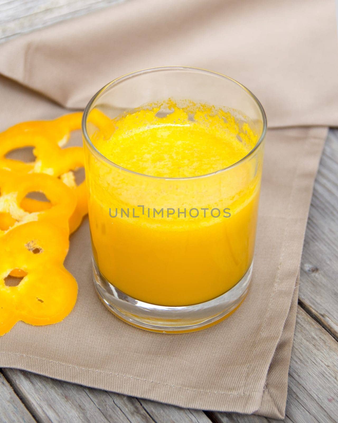 Fresh yellow paprika smoothie juice