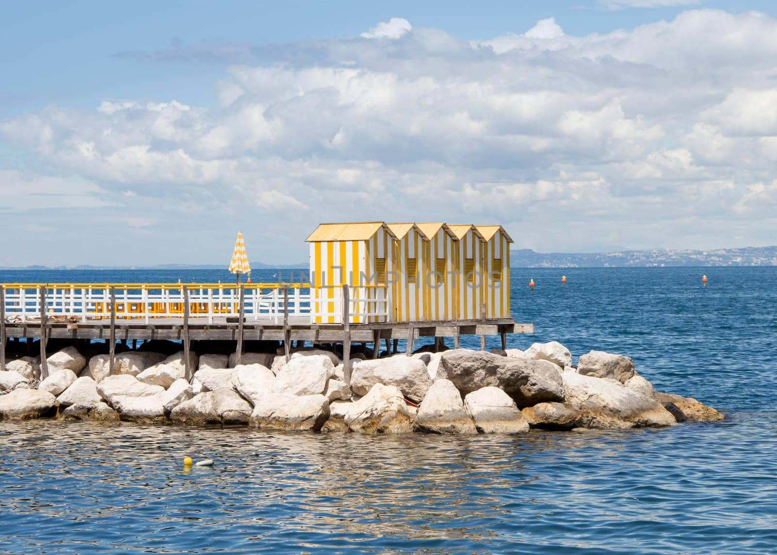 Yellow wooden cabins