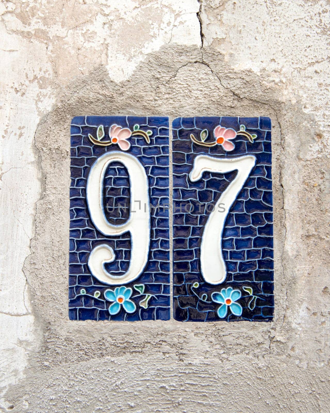 Number 97 on old wall