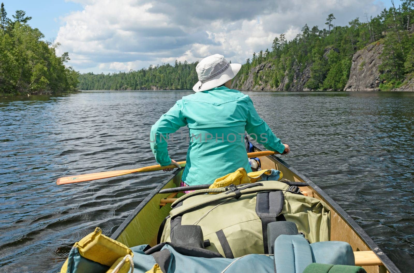 Scanning the Wilderness Landscape on Saganaga Lake in Quetico Provincial Park in Ontario