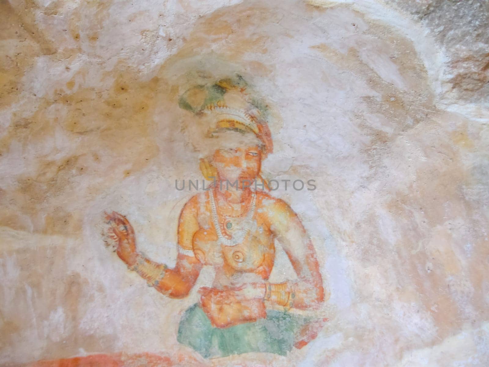 Ancient fresco in the cave temple, Sigiriya, Sri Lanka, Asia - UNESCO World Heritage Site