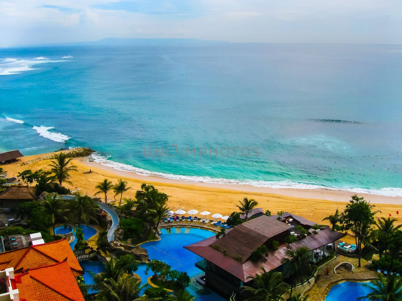 Bali, Indonesia - December 30, 2008: The beach of ocean taken in Nusa Dua Grand Nikko Bali. Hotel is located in Nusa Dua, Bali.