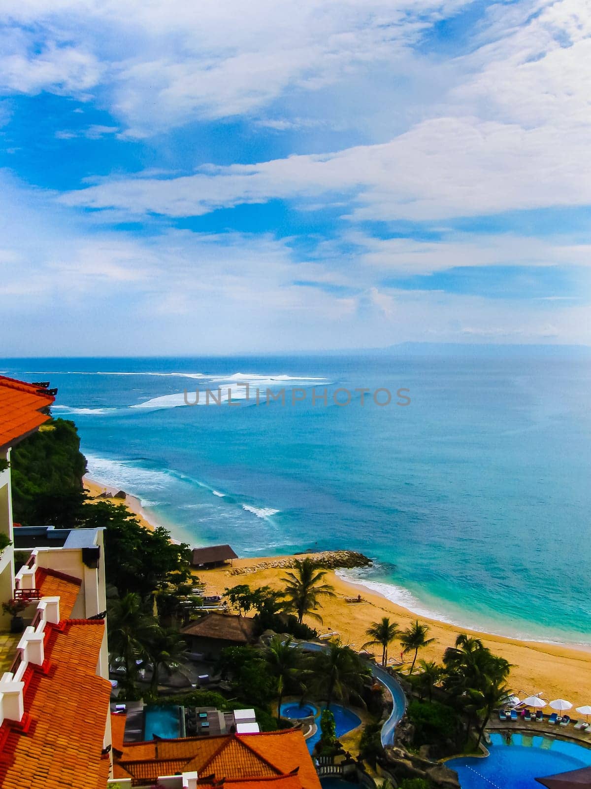 Bali, Indonesia - December 30, 2008: The beach of ocean taken in Nusa Dua Grand Nikko Bali. Hotel is located in Nusa Dua, Bali.